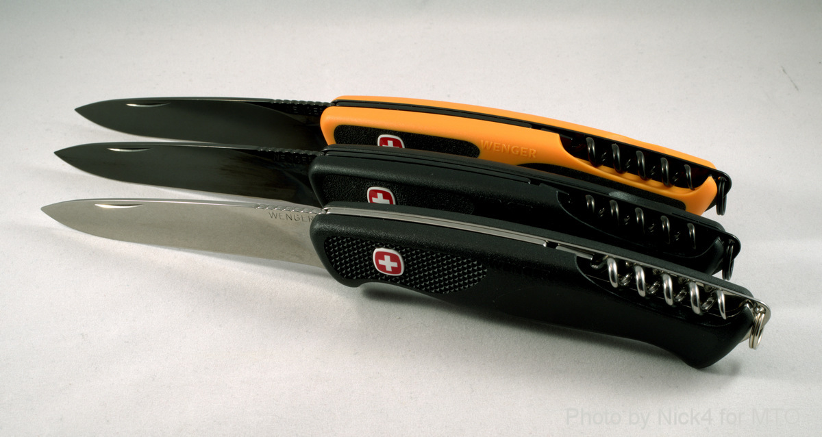 Wenger New Ranger 52 Variations -  Standard black Nylon scales, Blackout and Orange Blackout