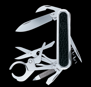 The four-layer model with metal leather insert scales