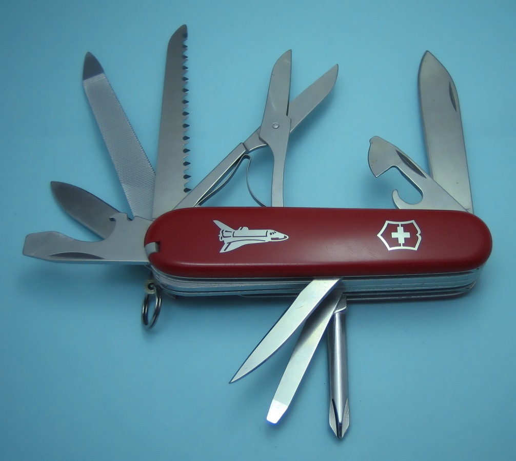 Nice 5 layer Master Craftsman with a Space Shuttle inlay. This knife may have been called a Craftsman at the time it was released, seems to be some confusion on the whole matter that maybe Victorinox has made more confusing rather than clarifying.